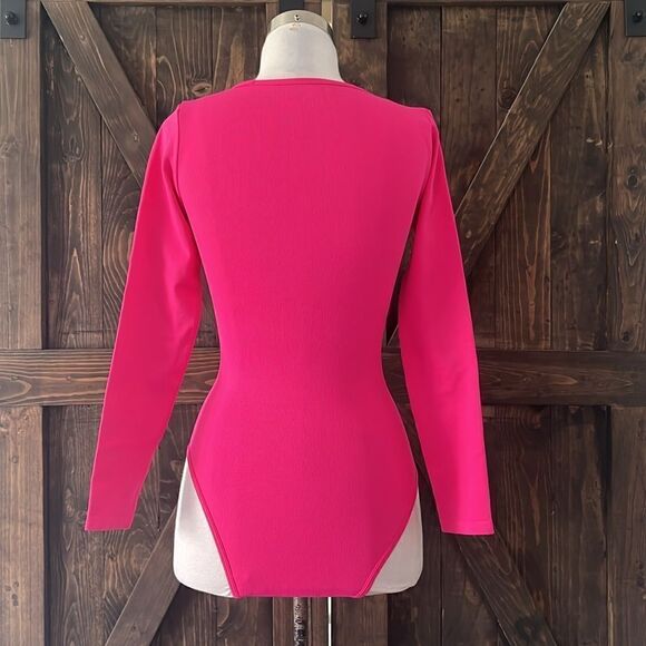 Bodysuit Sexy Ribbed Long Sleeve Square Neck One Piece Bodysuit hourglass snatch - Picture 8 of 12